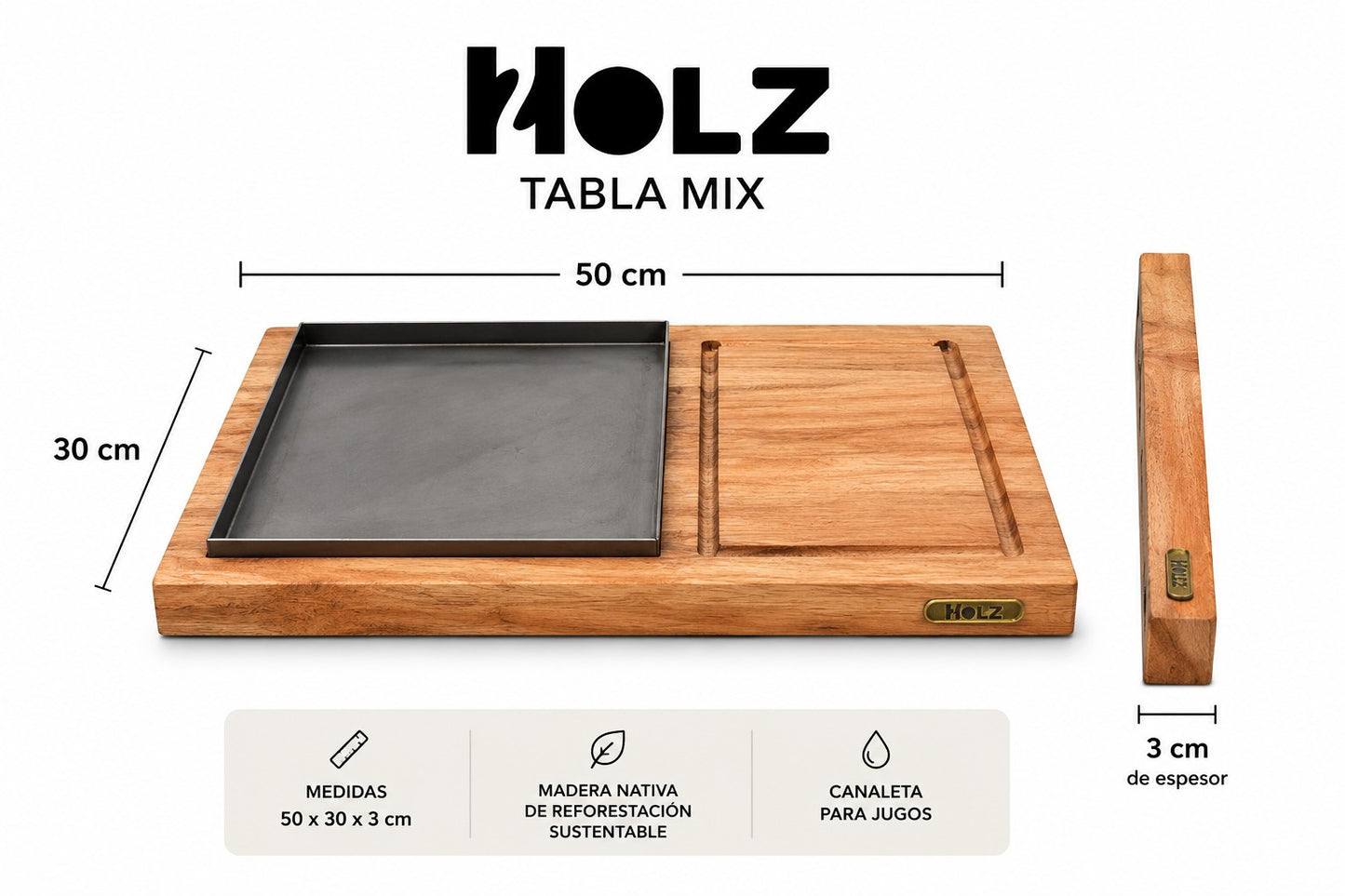 Tabla con Plancha de Hierro Holz